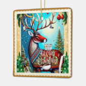MERRY CHRISTMAS DEER KERAMISCH ORNAMENT (Links)