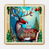 MERRY CHRISTMAS DEER KERAMISCH ORNAMENT (Achterkant)