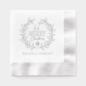 Merry Christmas Deer Krans Corporate Gepersonalise Folie Servetten (Voorkant)