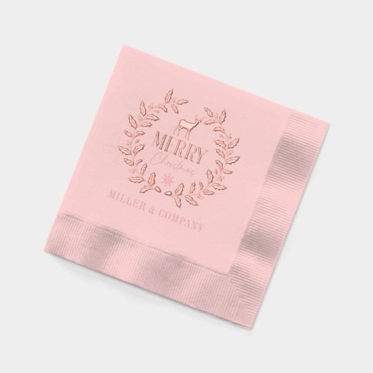 Merry Christmas Deer Krans Corporate Gepersonalise Folie Servetten (Links)
