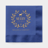 Merry Christmas Deer Krans Corporate Gepersonalise Folie Servetten (Voorkant)