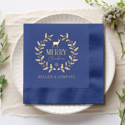 Merry Christmas Deer Krans Corporate Gepersonalise Folie Servetten