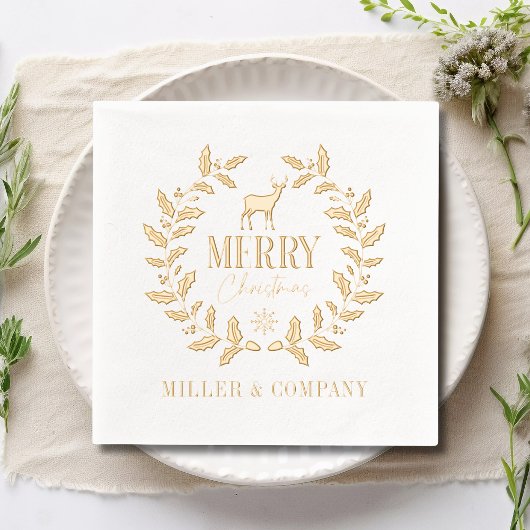 Merry Christmas Deer Krans Corporate Gepersonalise Folie Servetten