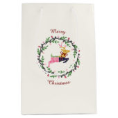 Merry Christmas Deer Medium Gift Bag Cadeauzakje (Voorkant)