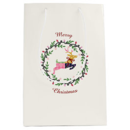 Merry Christmas Deer Medium Gift Bag Cadeauzakje