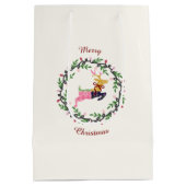 Merry Christmas Deer Medium Gift Bag Cadeauzakje (Achterkant)