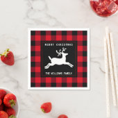 Merry Christmas Deer Red Black Buffalo Check Servet (Insitu)
