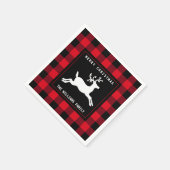 Merry Christmas Deer Red Black Buffalo Check Servet (Hoek)