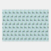 Merry Christmas Deer Teal Wrapping Paper Set of 3 (Voorkant 2)