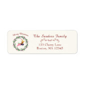 Merry Christmas Deer with Wreath Customize Address Etiket (Voorkant)