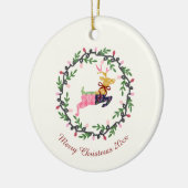 Merry Christmas Deer with Wreath Customize Keramisch Ornament (Links)