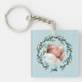 Merry Christmas Deer with Wreath Teal Sleutelhanger