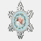 Merry Christmas Deer with Wreath Teal Tin Sneeuwvlok Ornament (Rechts)