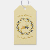 Merry Christmas Deer with Wreath Yellow Customize Cadeaulabel (Voorkant)