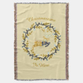 Merry Christmas Deer & Wreath Yellow Deken (Voorkant Verticaal)