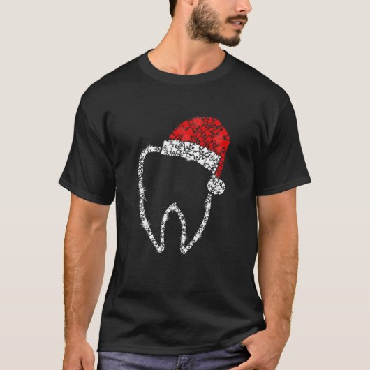 Merry Christmas Dentist Dental Tooth Teeth Santa H T-shirt (Voorkant)