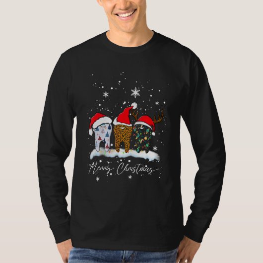 Merry Christmas Dentist Teeth Santa Hat Plaid Dent T-shirt (Voorkant)