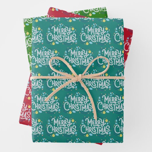 Merry Christmas Design Wrapping Paper Sheets (In situ)