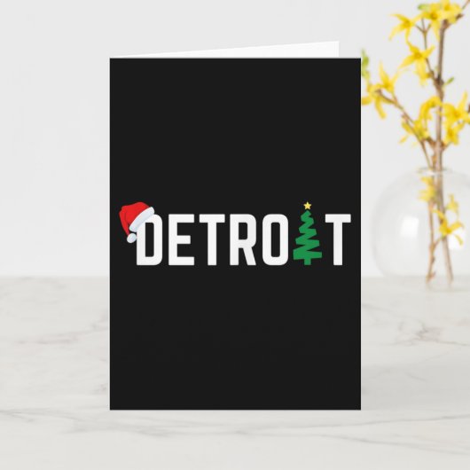 Merry Christmas Detroit Happy Holidays Michigan Sa Kaart (Gele Bloem)