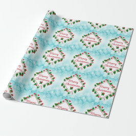 Merry Christmas Diamond en Holly Retro Gift / Craf Cadeaupapier