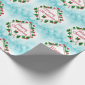 Merry Christmas Diamond en Holly Retro Gift / Craf Cadeaupapier (Hoek)