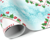 Merry Christmas Diamond en Holly Retro Gift / Craf Cadeaupapier (Rol Hoek)