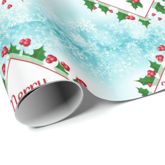 Merry Christmas Diamond en Holly Retro Gift / Craf Cadeaupapier (Rol Hoek)