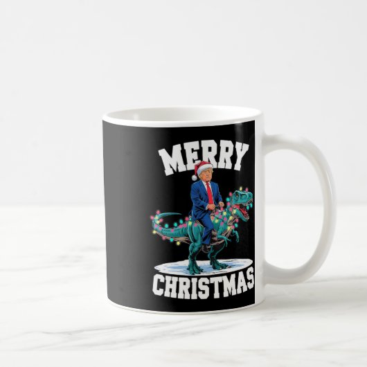 Merry Christmas Dino Donald Trump dinosaurus T-rex Koffiemok (Rechts)