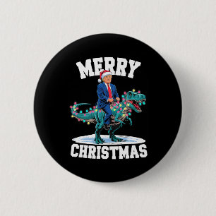 Merry Christmas Dino Donald Trump dinosaurus T-rex Ronde Button 5,7 Cm