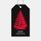Merry Christmas Distressed Chic Red Pine Tree Cadeaulabel (Voorkant)