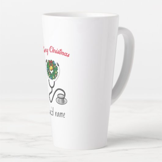 Merry Christmas Doctor Waardering Vakantie Ontwerp Latte Mok (Rechterhoek)