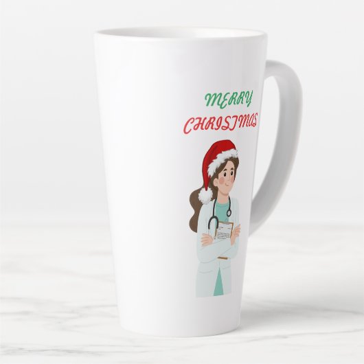 Merry Christmas Doctor Waardering Vakantie Ontwerp Latte Mok (Rechterhoek)