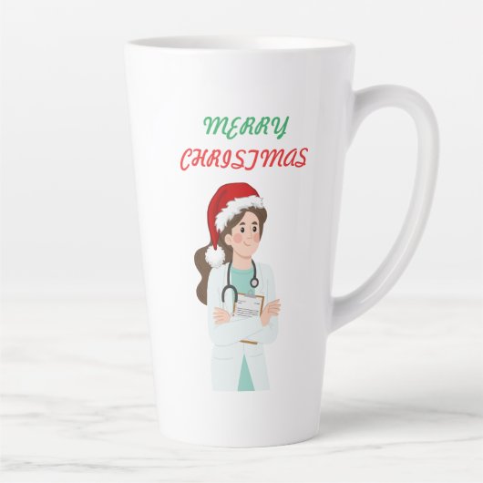 Merry Christmas Doctor Waardering Vakantie Ontwerp Latte Mok (Rechts)