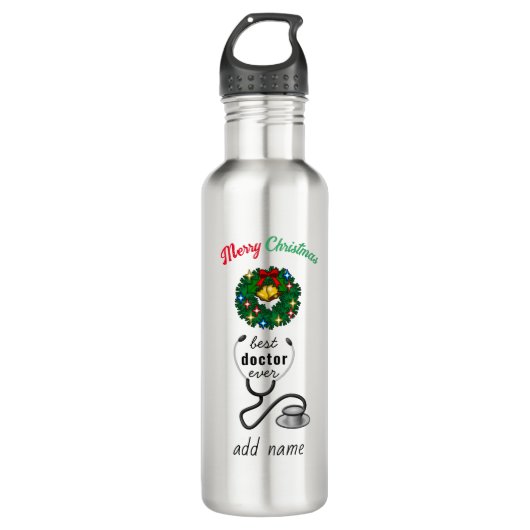 Merry Christmas Doctor Waardering Vakantie Ontwerp Waterfles (Voorkant)