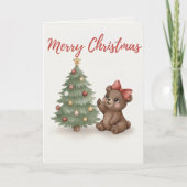 Merry Christmas Dog Card Cozy Holiday Illustration Feestdagen Kaart (Voorkant)