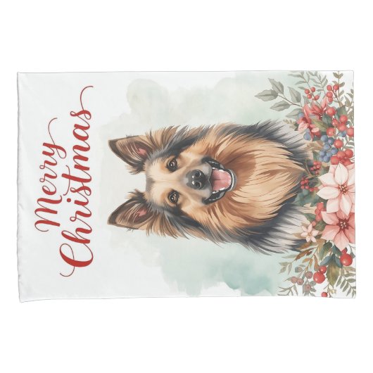 Merry Christmas Dog Cozy Winter Bedroom Bedding Kussensloop (Voorkant-Rechts)