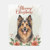 Merry Christmas Dog Cozy Winter Holiday Blanket Fleece Deken (Voorkant)