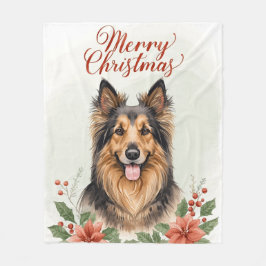 Merry Christmas Dog Cozy Winter Holiday Blanket Fleece Deken
