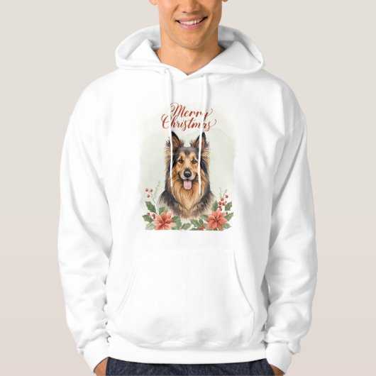 Merry Christmas Dog Cozy Winter Holiday Hoodie (Voorkant)