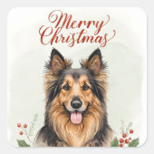 Merry Christmas Dog Festive Holiday Cute Sticker (Voorkant)