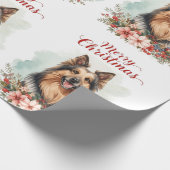 Merry Christmas Dog Festive Holiday Gift Wrapping  Cadeaupapier (Hoek)