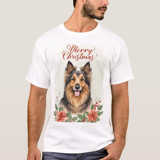 Merry Christmas Dog Festive Holiday Graphic T-shirt (Voorkant)