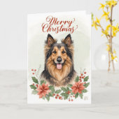 Merry Christmas Dog Festive Holiday Greeting Card Kaart (Gele Bloem)