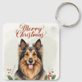 Merry Christmas Dog Festive Holiday Keychain Charm (Achterkant)