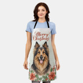 Merry Christmas Dog Festive Holiday Kitchen Apron Schort (Gedragen)