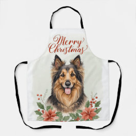 Merry Christmas Dog Festive Holiday Kitchen Apron Schort