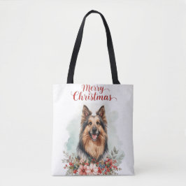 Merry Christmas Dog Festive Holiday Shopping Tote Bag