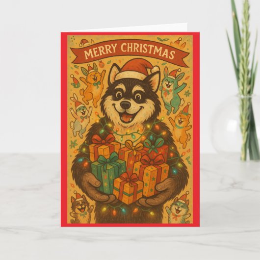 Merry Christmas Dog Kaart (Voorkant)