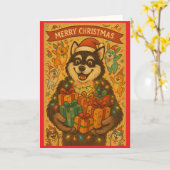 Merry Christmas Dog Kaart (Gele Bloem)