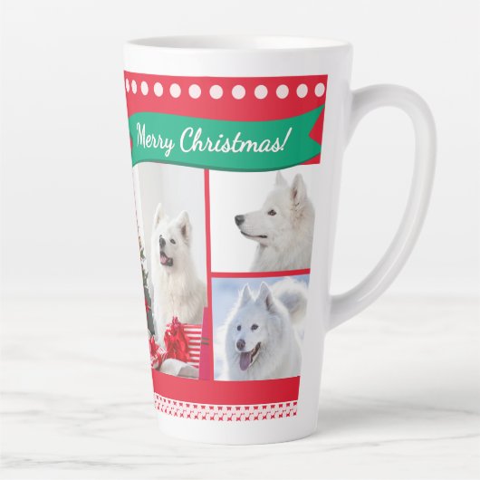 Merry Christmas Dog Mom Pet Photos Personalized Latte Mok (Rechts)